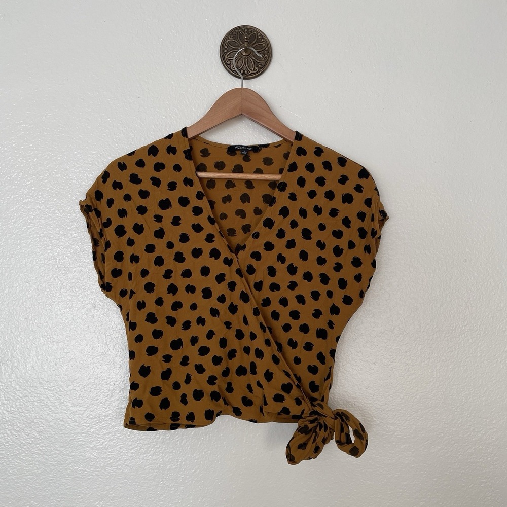 Madewell‎ Painted Spots Sash Tie Wrap Blouse Women's Size Small